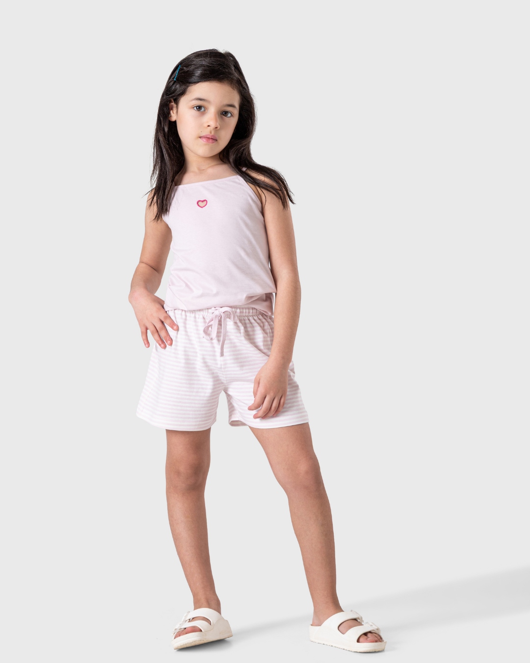 بيجاما بنات مخططة بألوان باستيل ناعمة