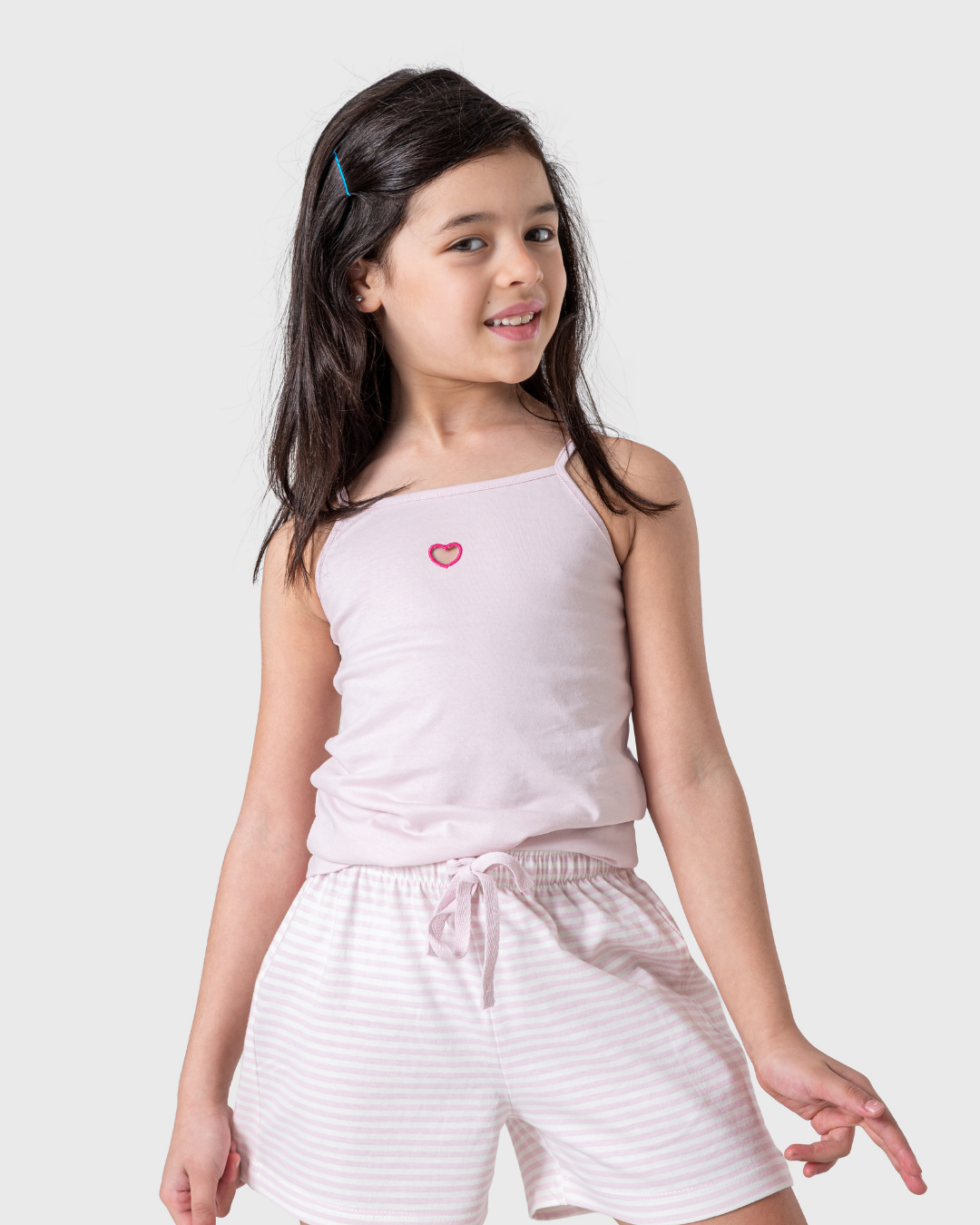 بيجاما بنات مخططة بألوان باستيل ناعمة