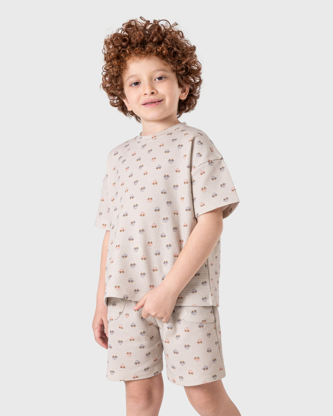 Boys' Pajama in Beige with a Fun Design