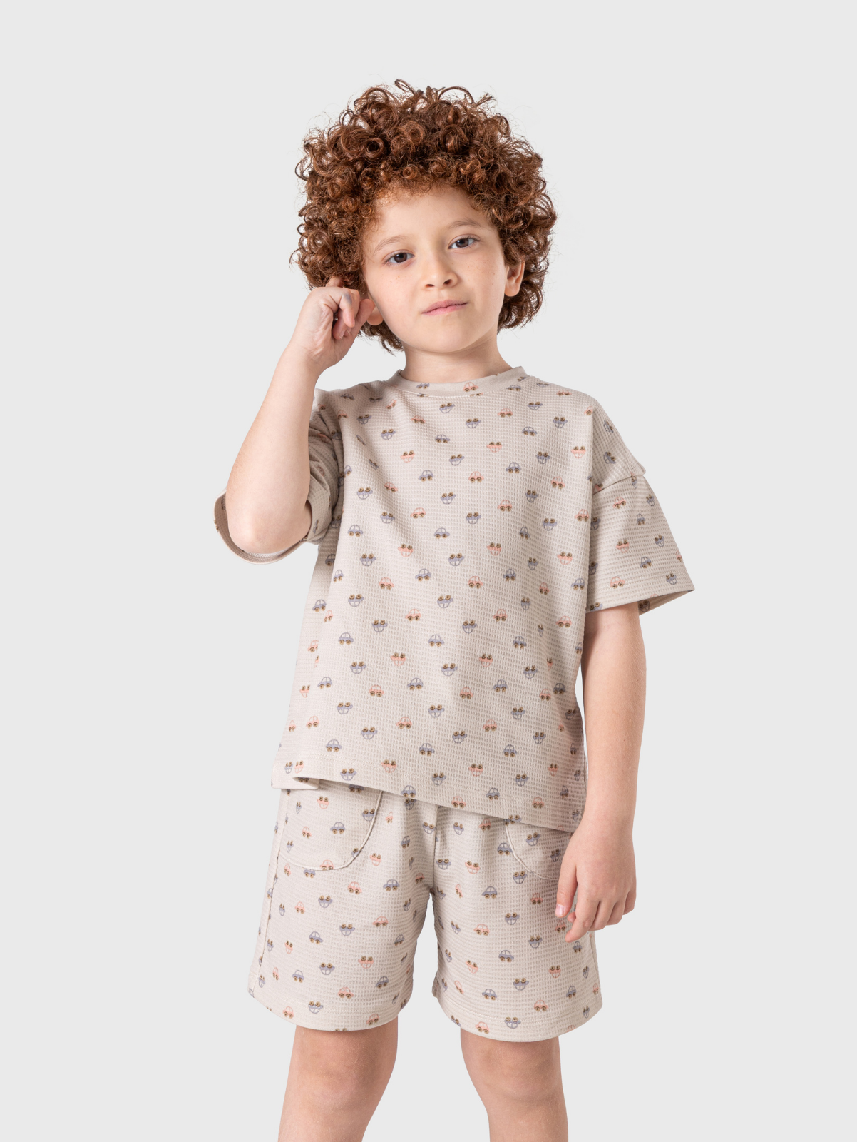 Boys' Pajama in Beige with a Fun Design