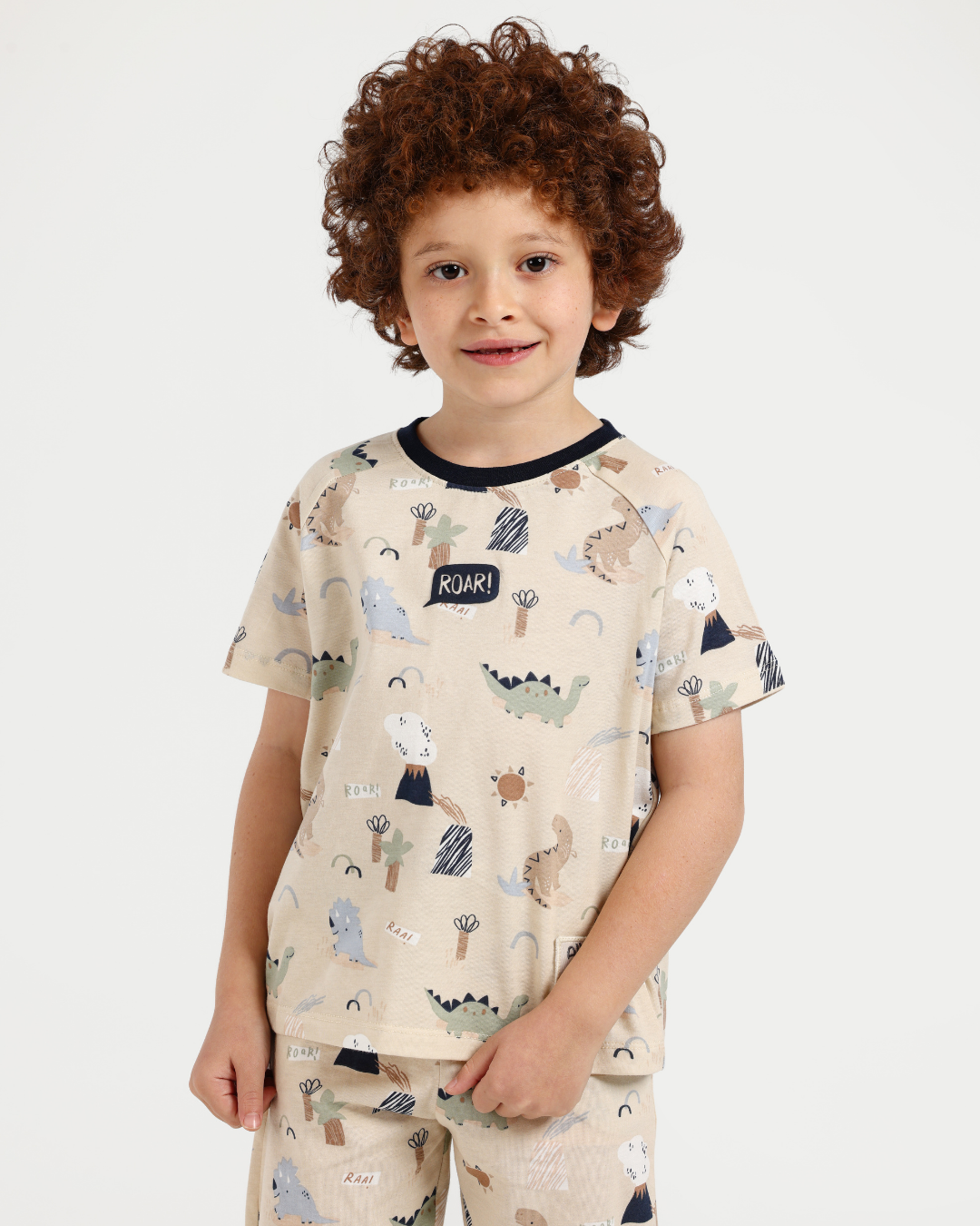 Roar boys pajama in beige dino
