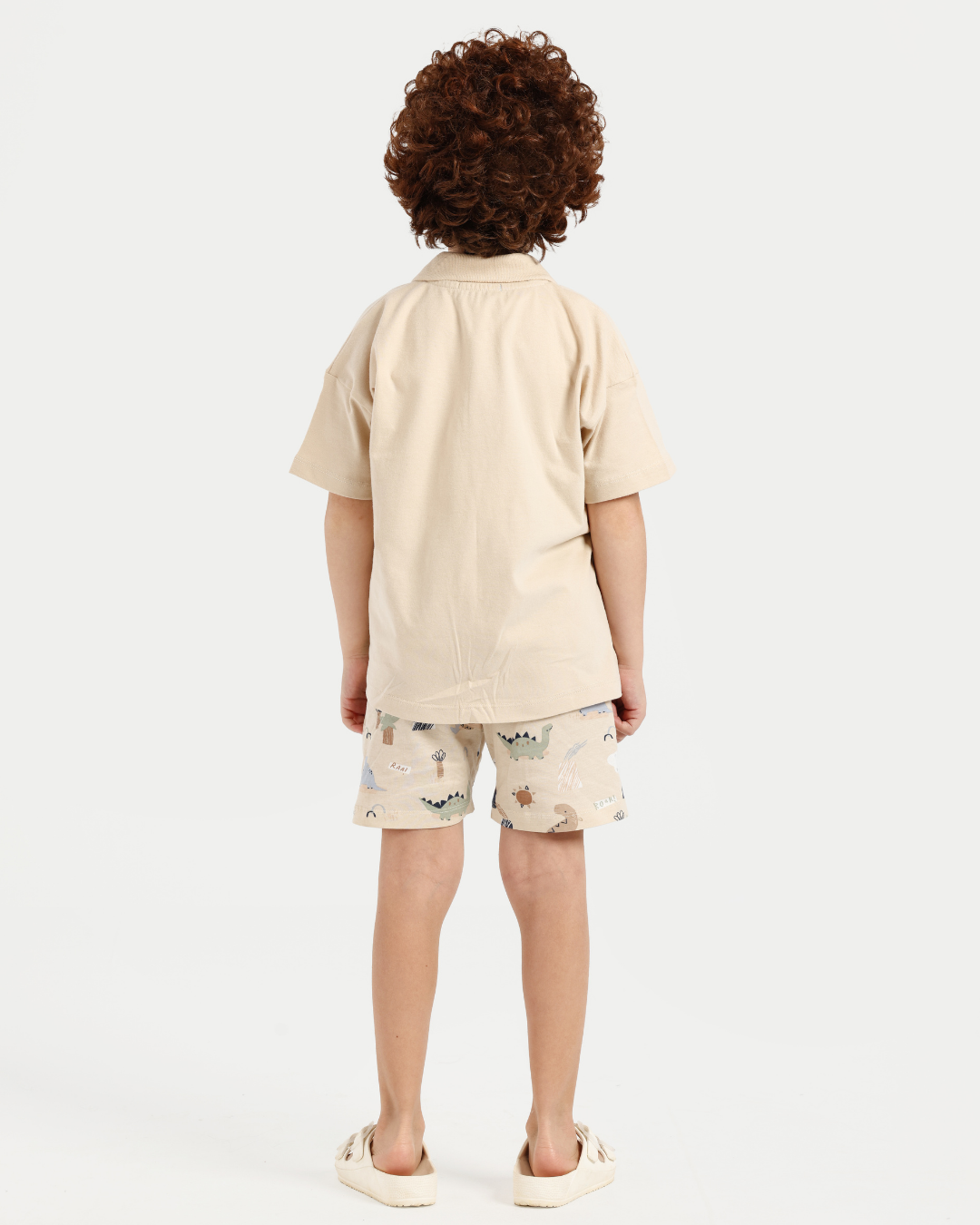 Roar boys pajama shorts in beige dino