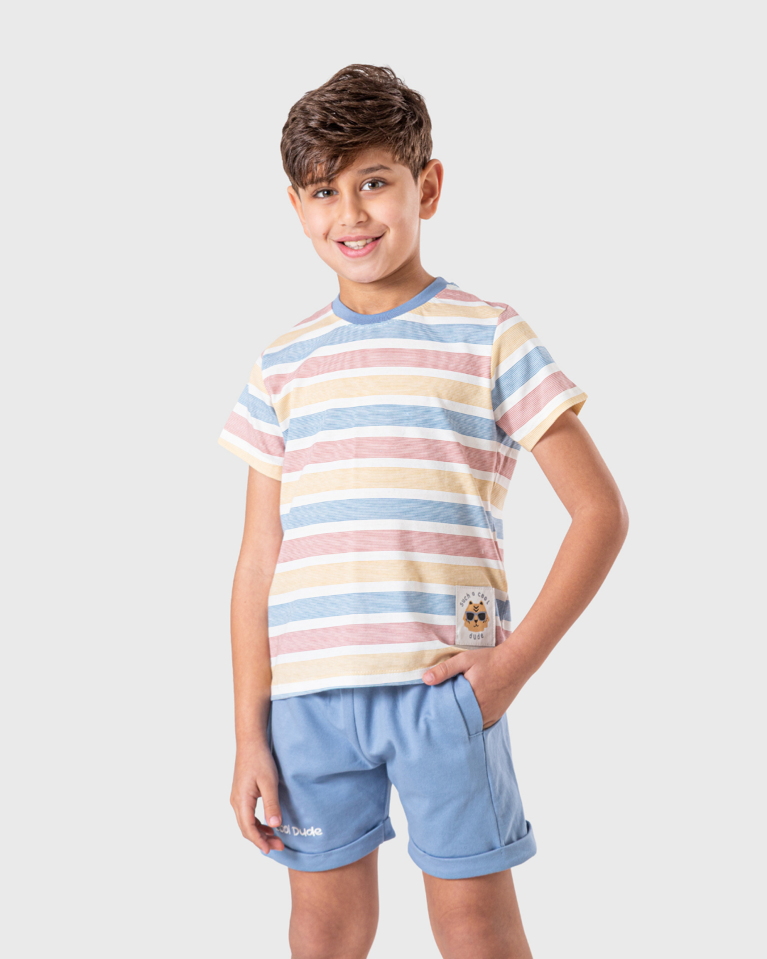 Striped top and shorts set