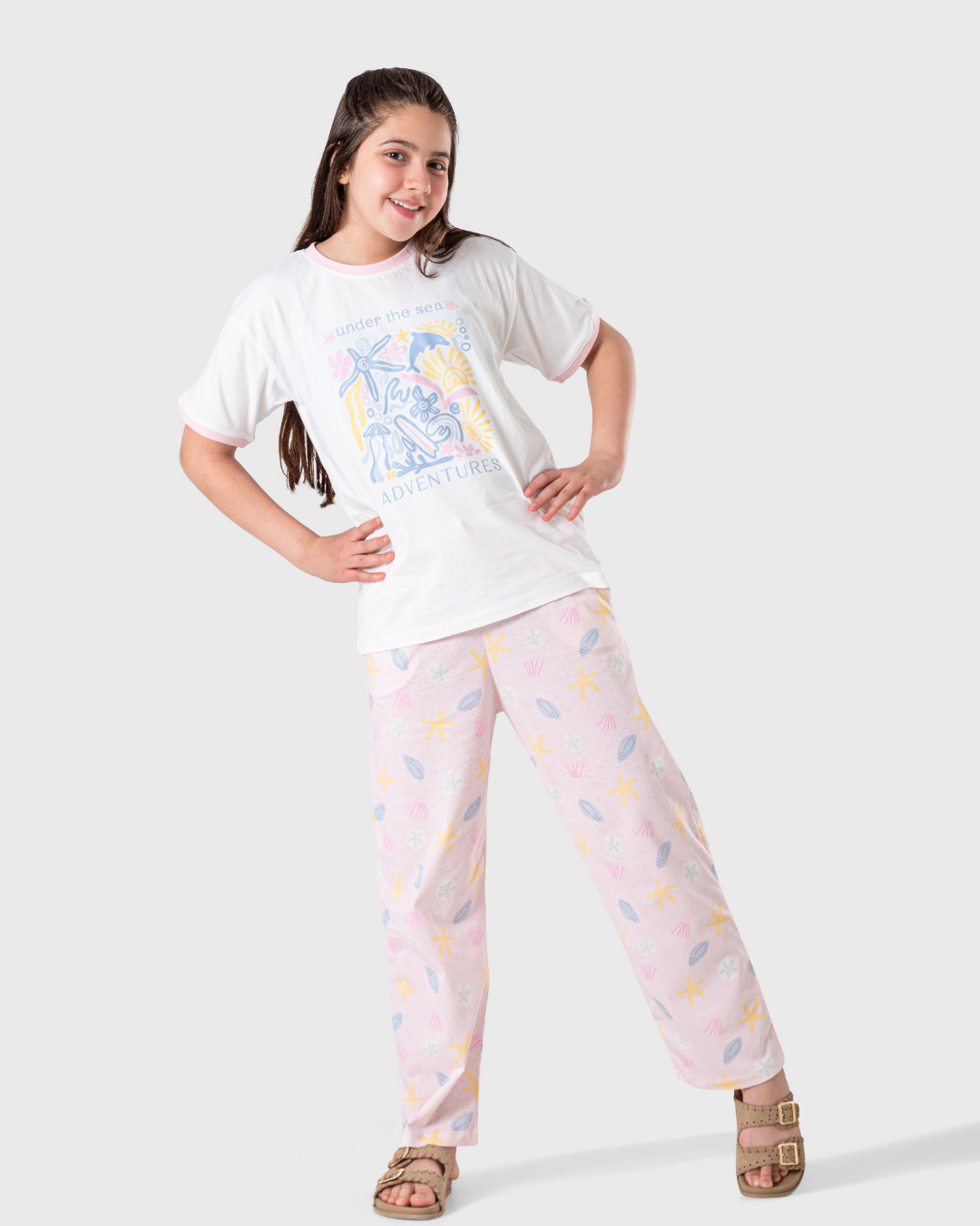 بيجاما توب و بنطلون اصداف البحر