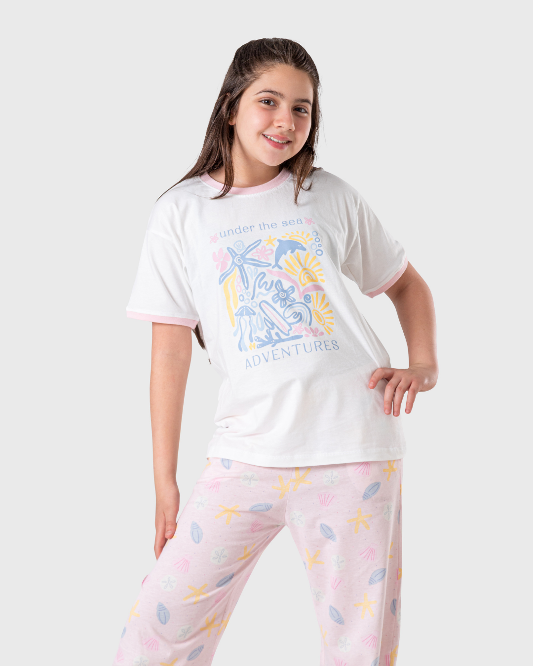 بيجاما توب و بنطلون اصداف البحر