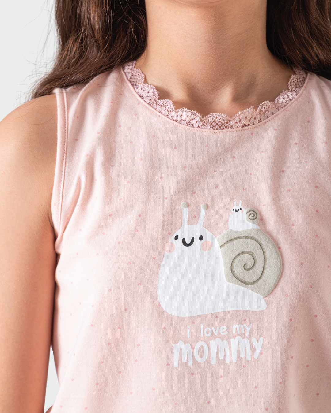 بيجاما بناتي منقطة بالوردي الناعم