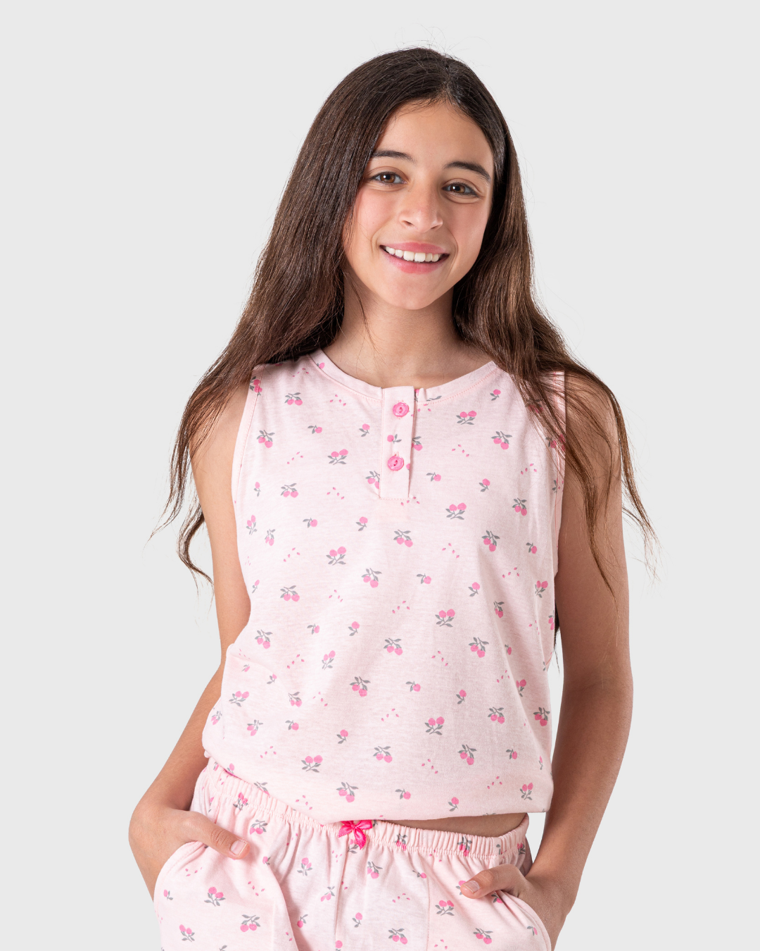 بيجاما بناتي للمراهقات بطبعة فواكه زاهية