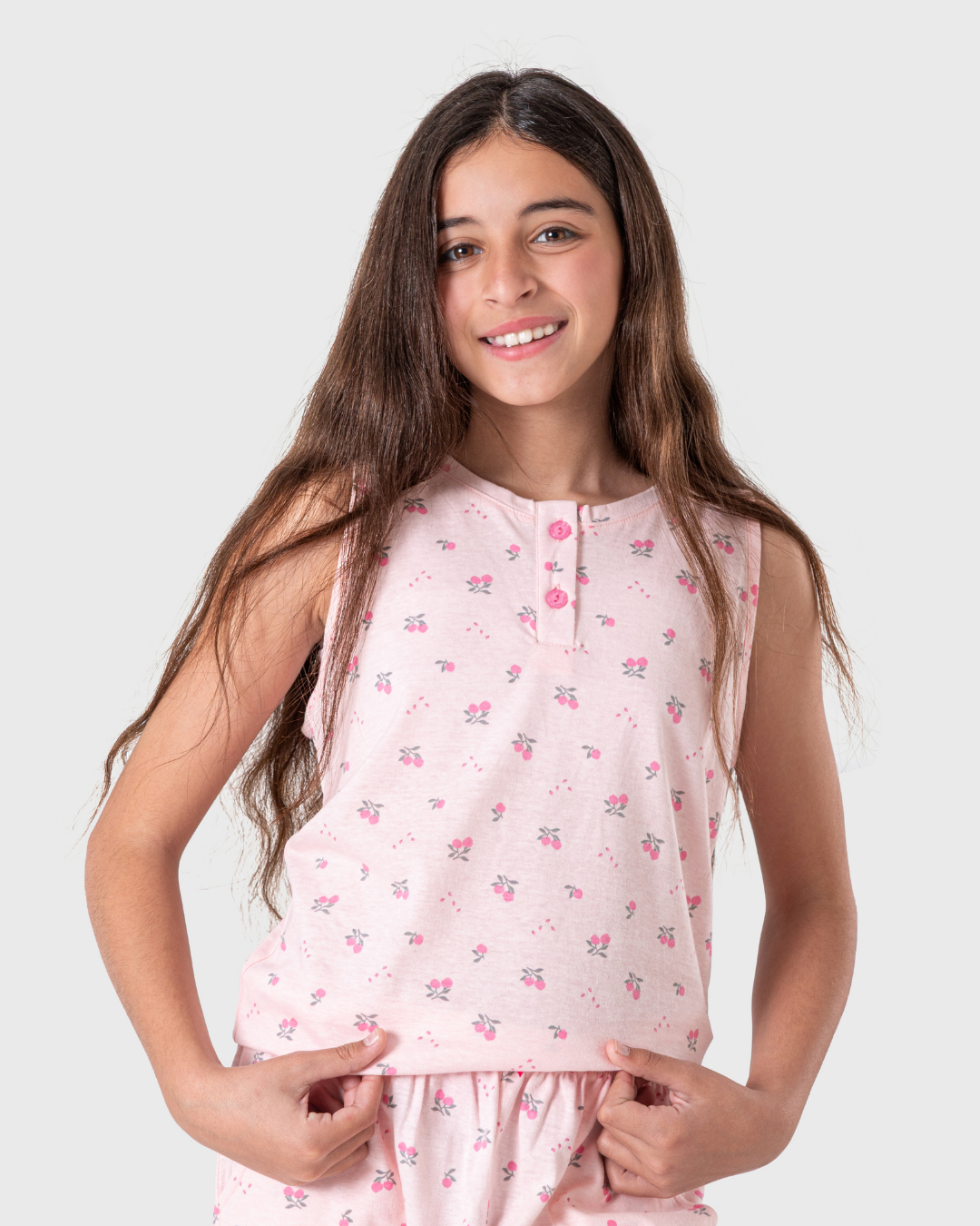 بيجاما بناتي للمراهقات بطبعة فواكه زاهية