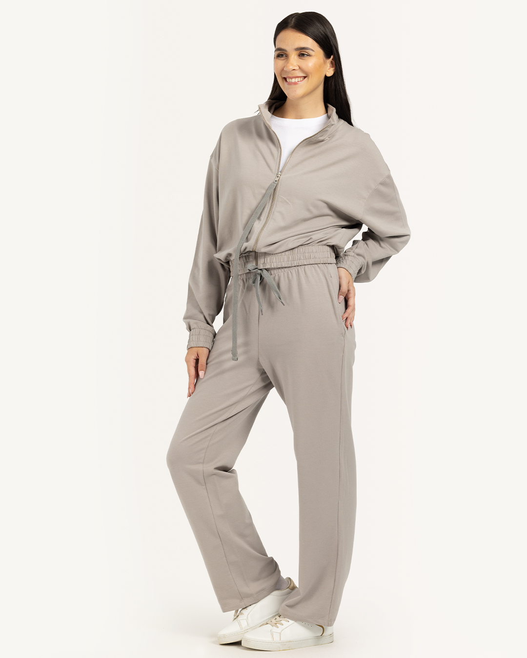 Women tracksuit high neck in soft colors