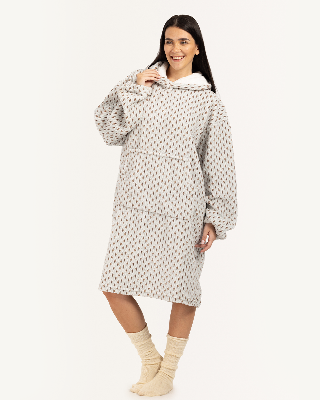 Soft Geometric Women Wearable Blanket in Icy Color