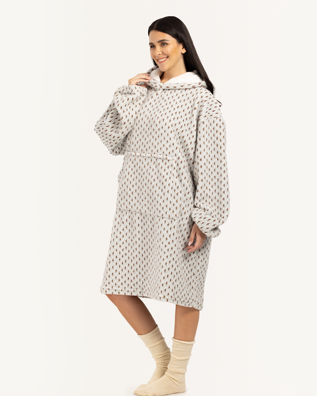 Soft Geometric Women Wearable Blanket in Icy Color