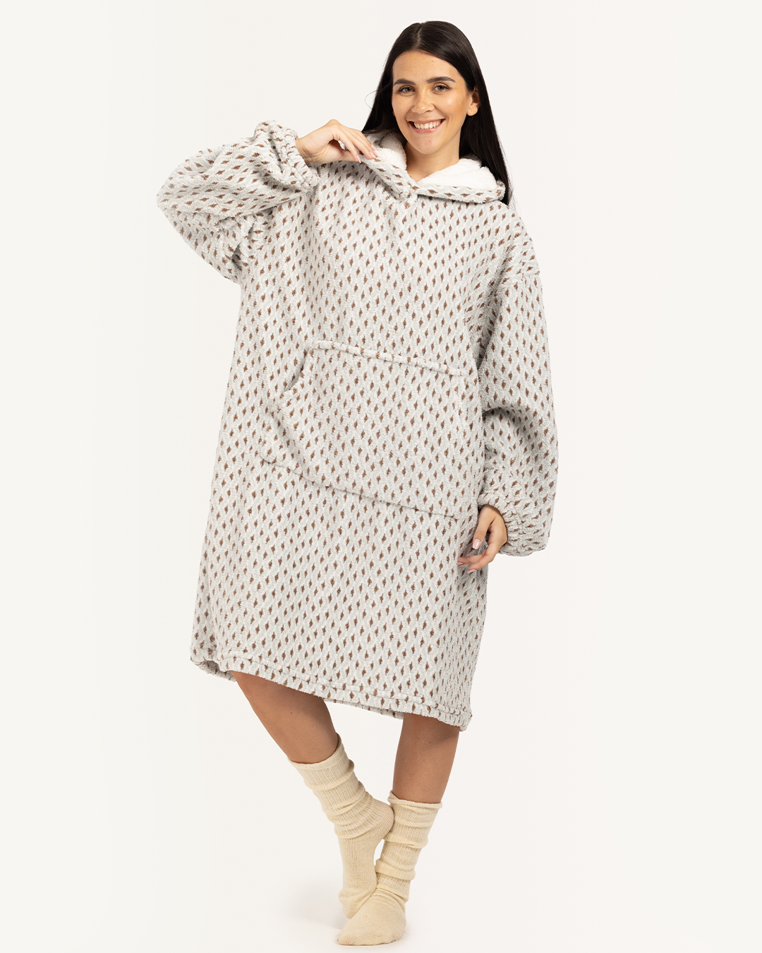 Soft Geometric Women Wearable Blanket in Icy Color