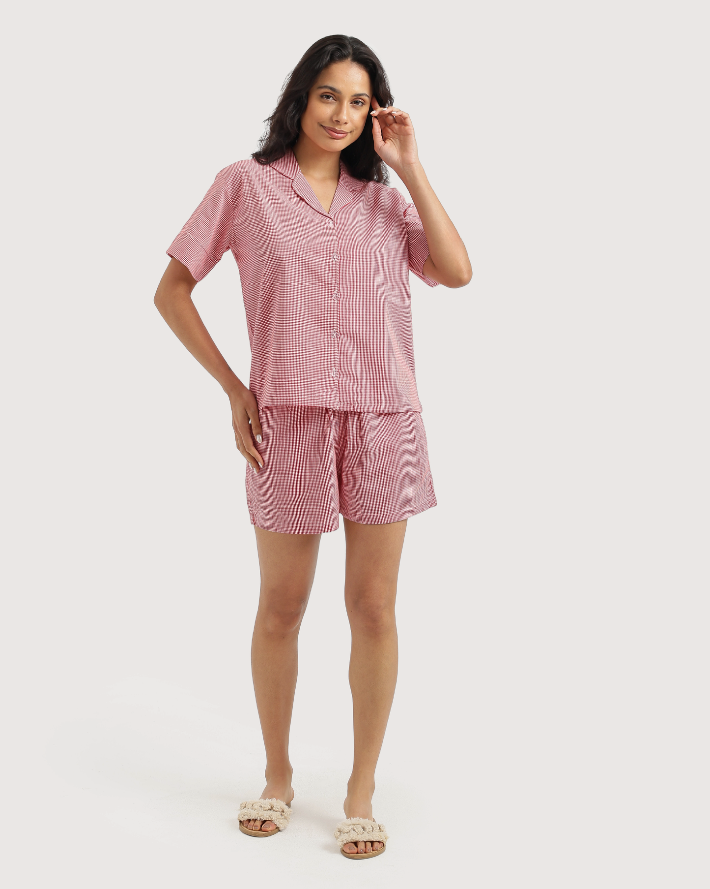 Classic women's pajamas with a distinctive plaid pattern