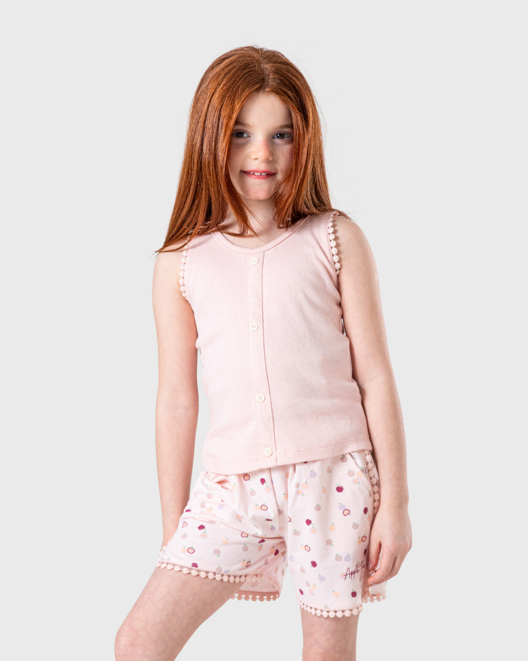 Girls' Pajamas with Apple Print