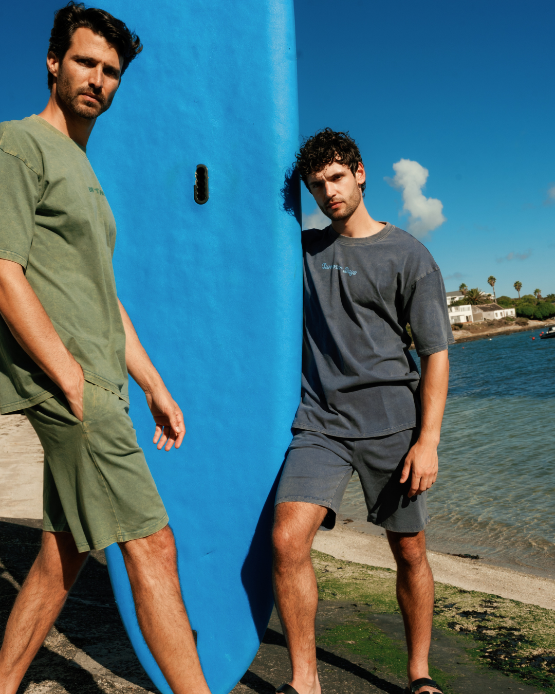 Casual men's set in washed cotton