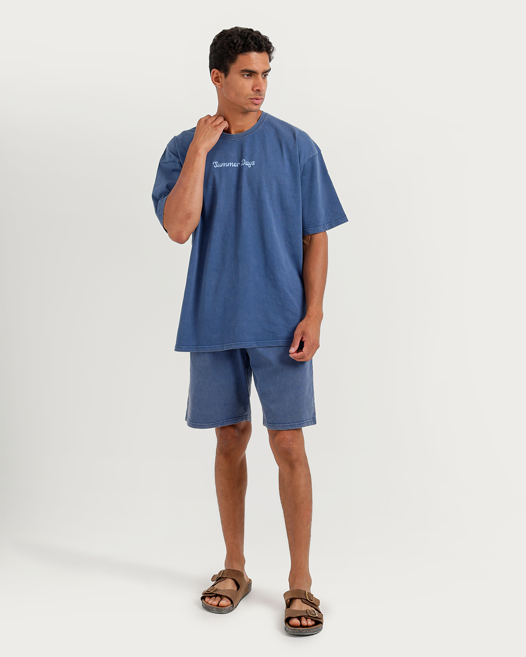 Casual men's set in washed cotton