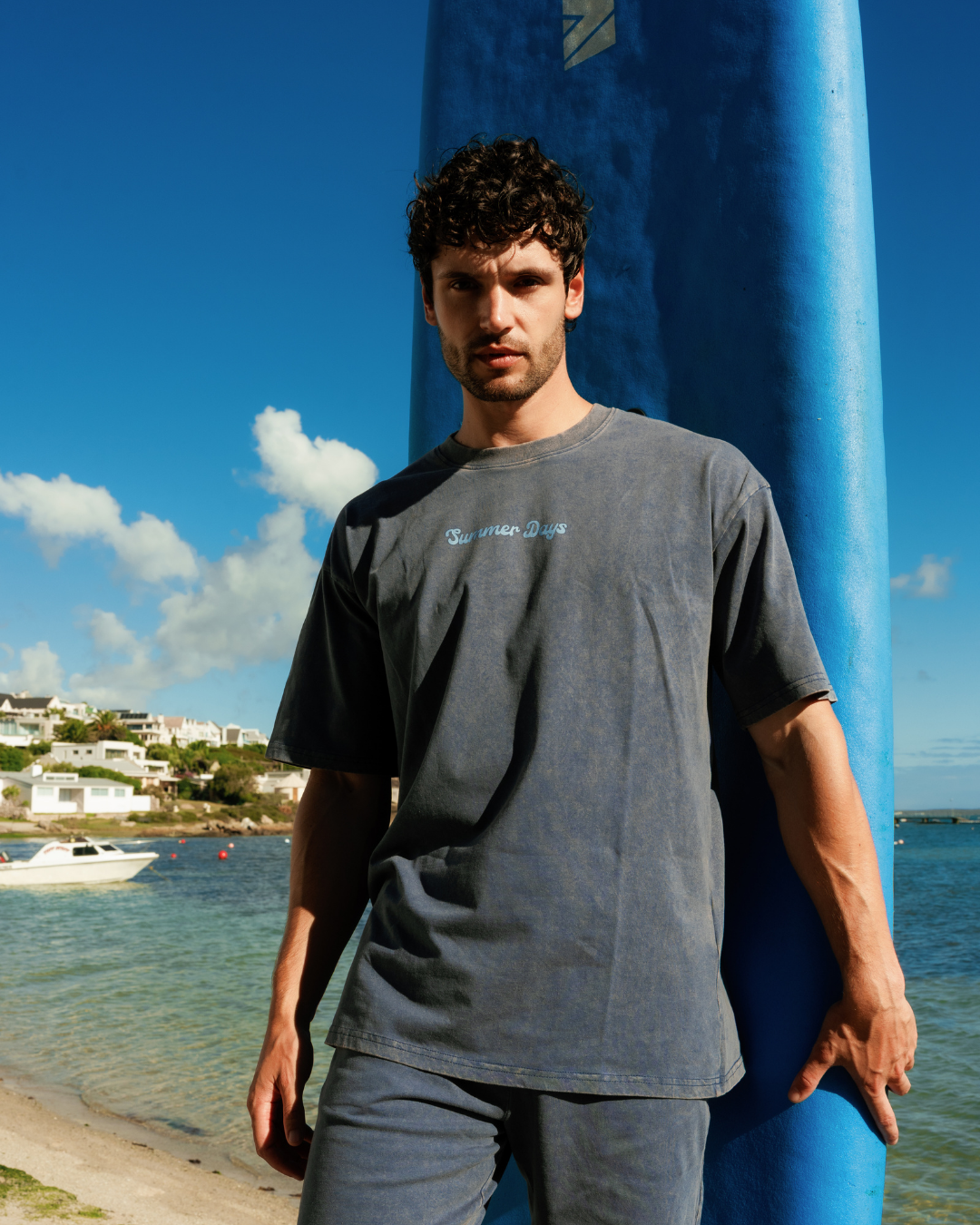 Casual men's set in washed cotton