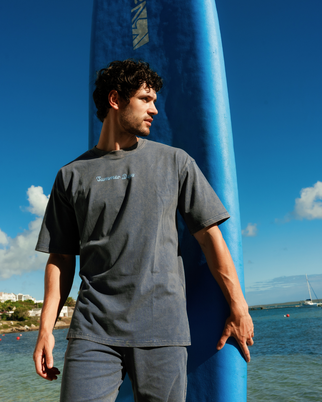 Casual men's set in washed cotton