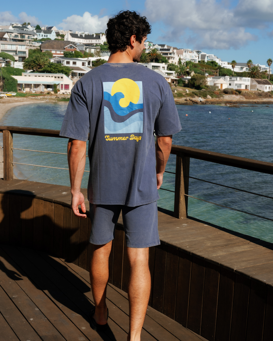 Casual men's set in washed cotton