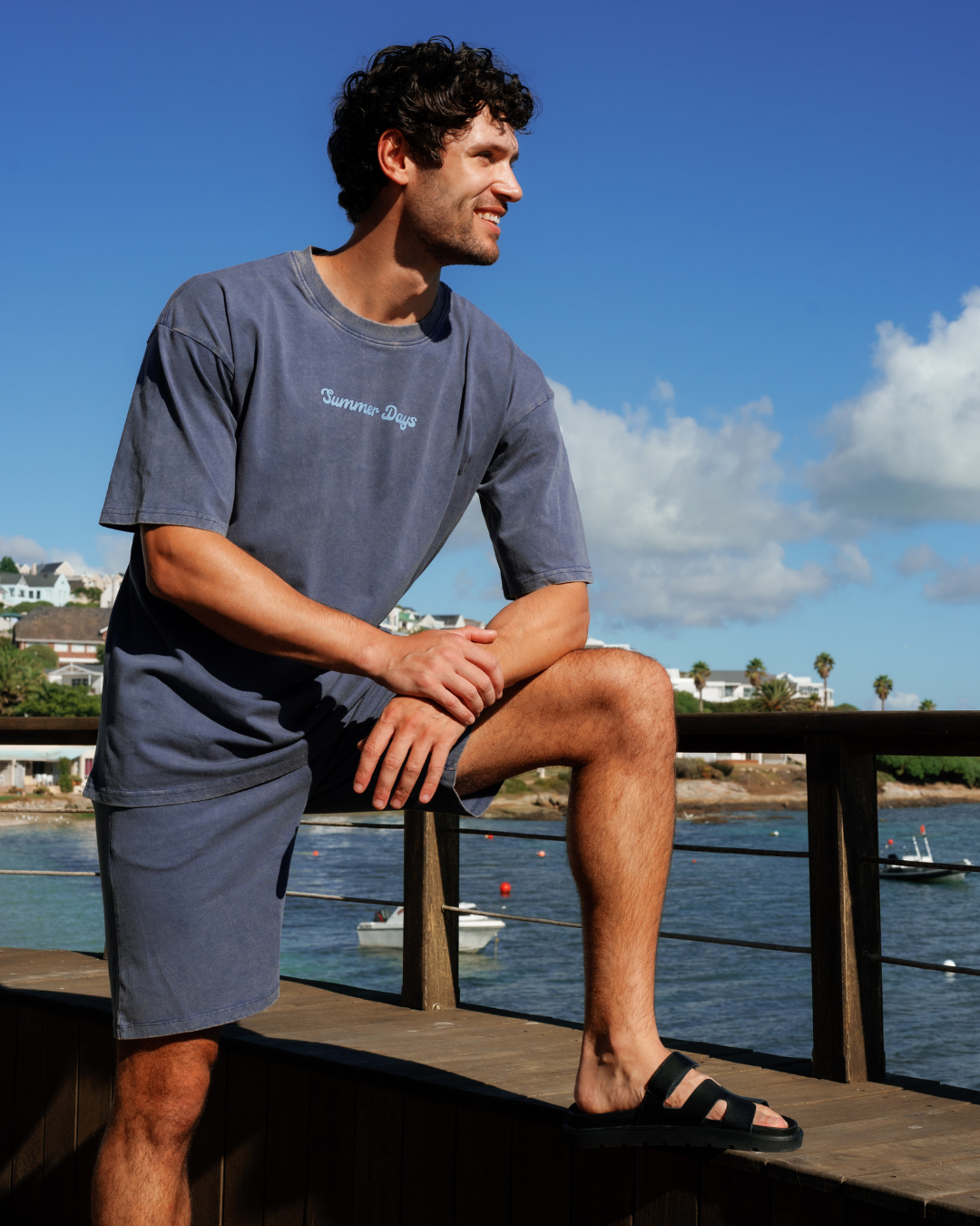 Casual men's set in washed cotton