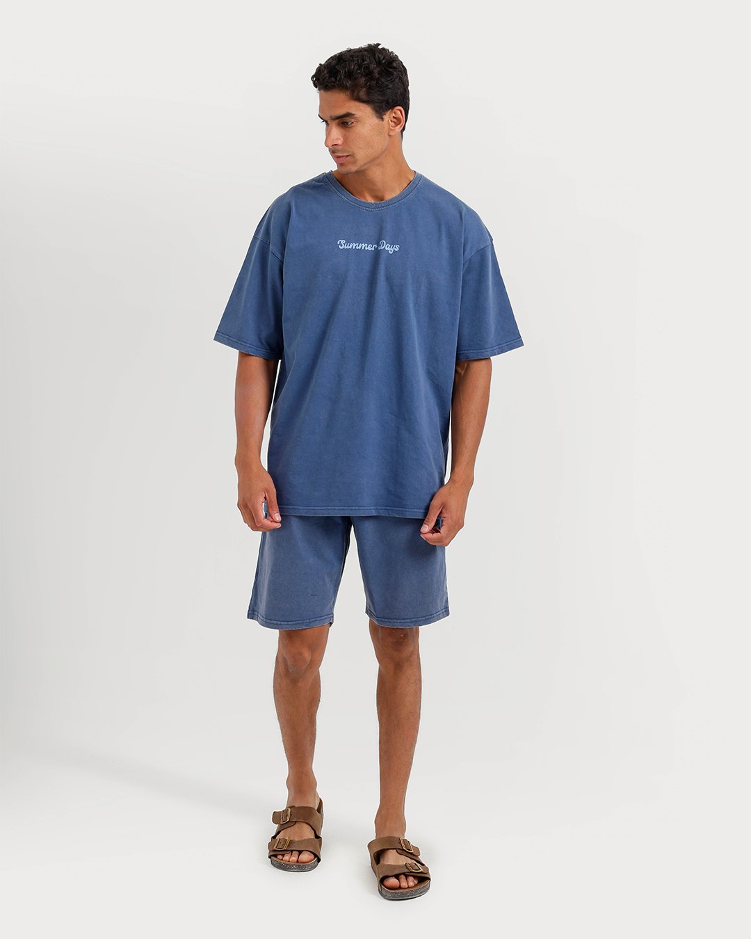 Casual men's set in washed cotton