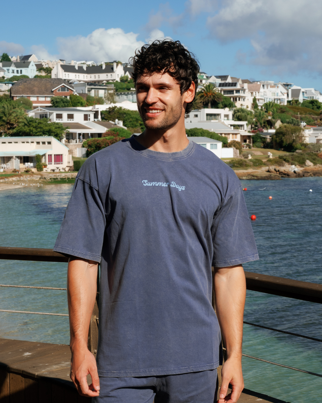 Casual men's set in washed cotton