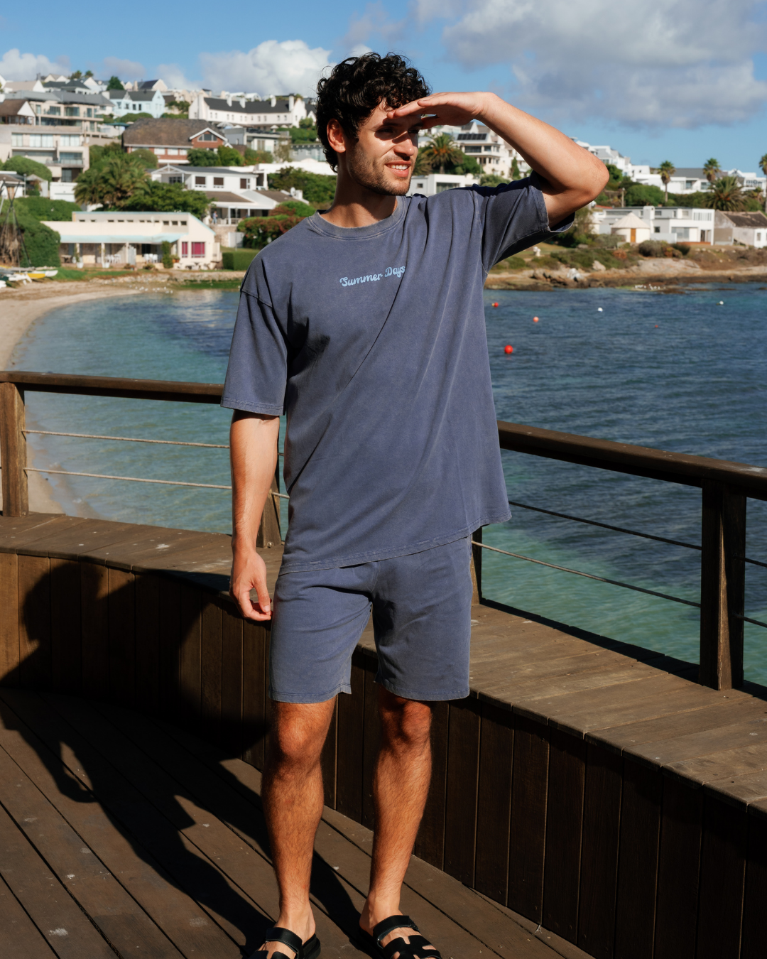 Casual men's set in washed cotton