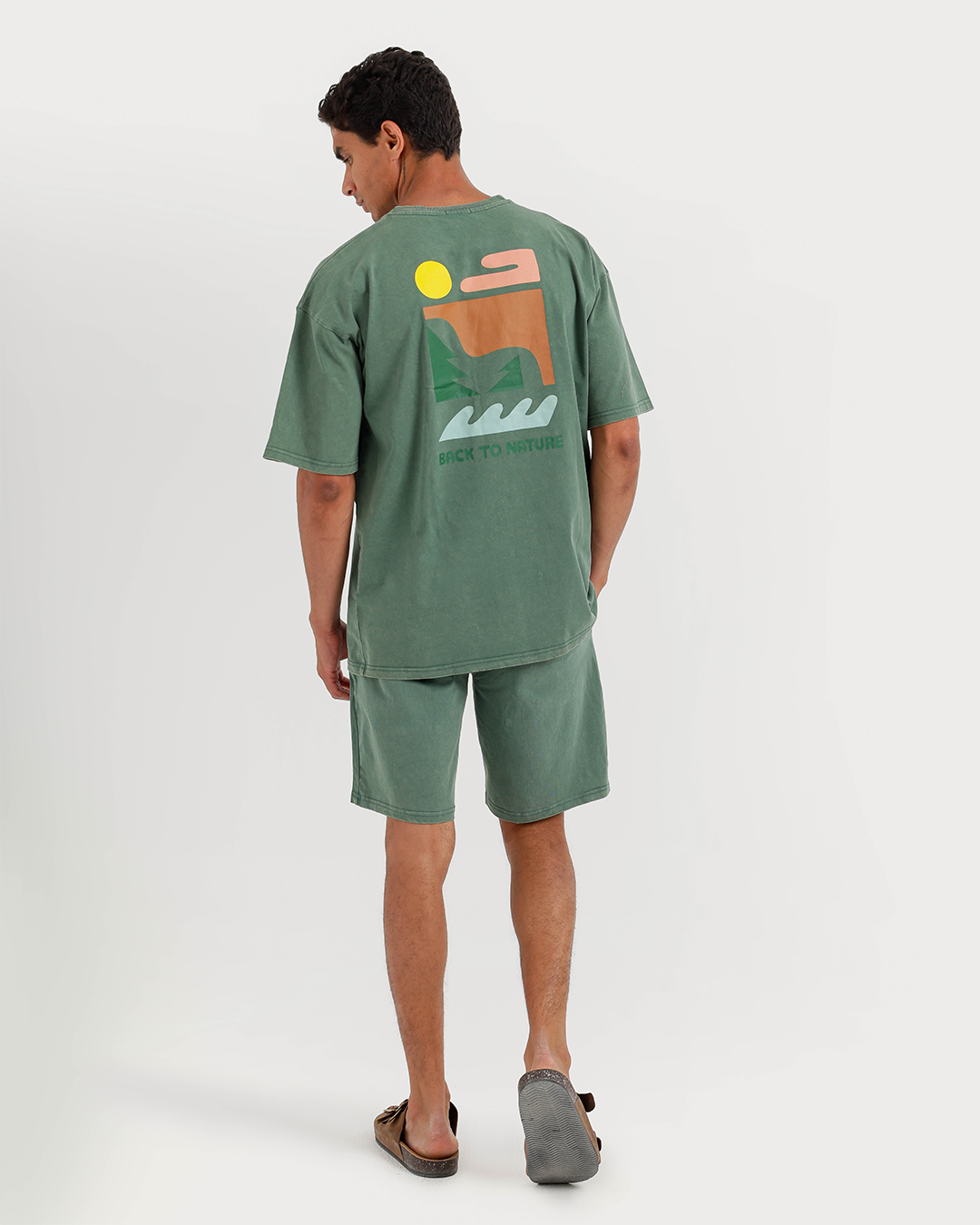 Casual men's set in washed cotton