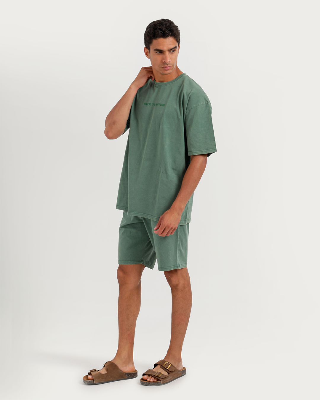 Casual men's set in washed cotton