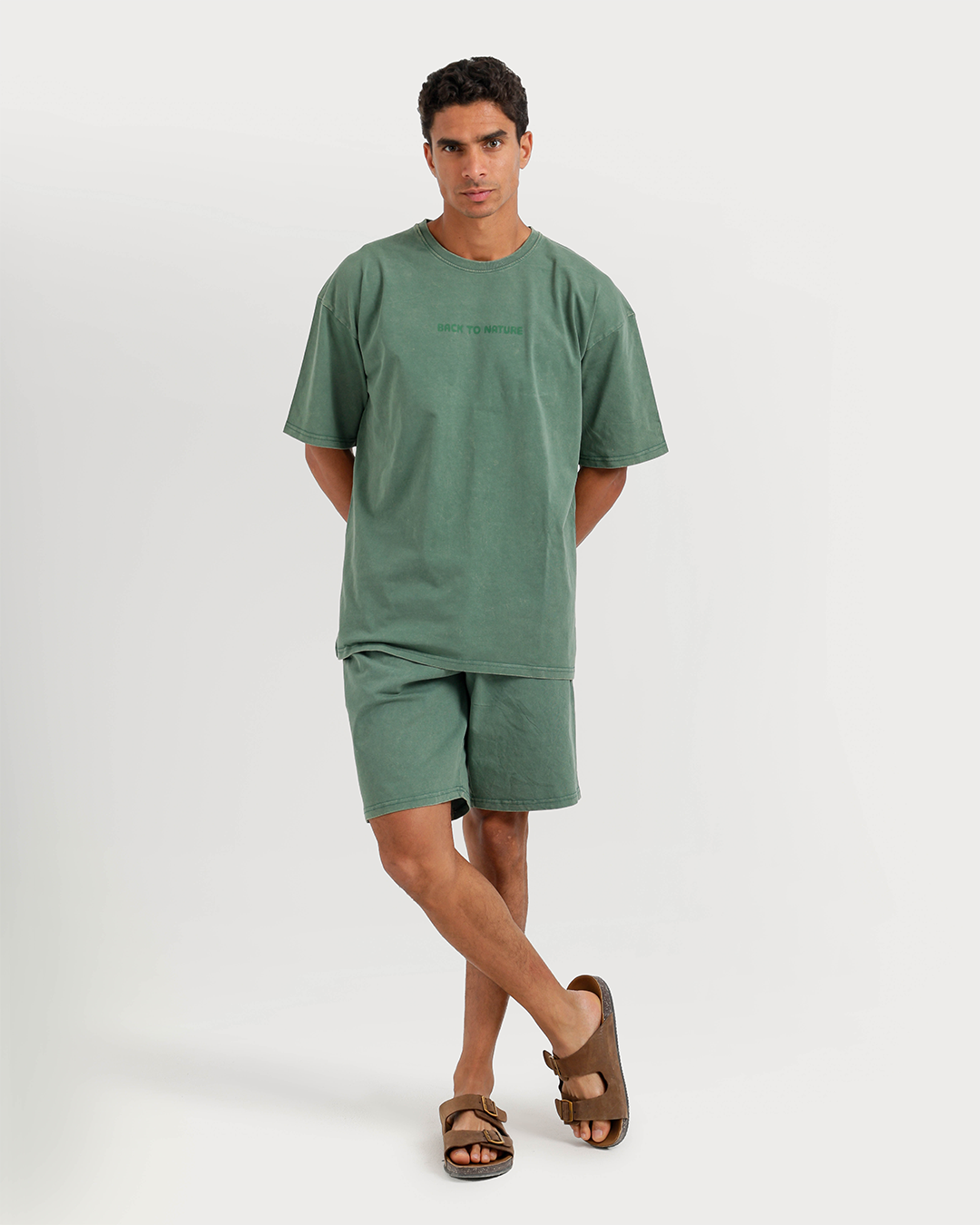 Casual men's set in washed cotton