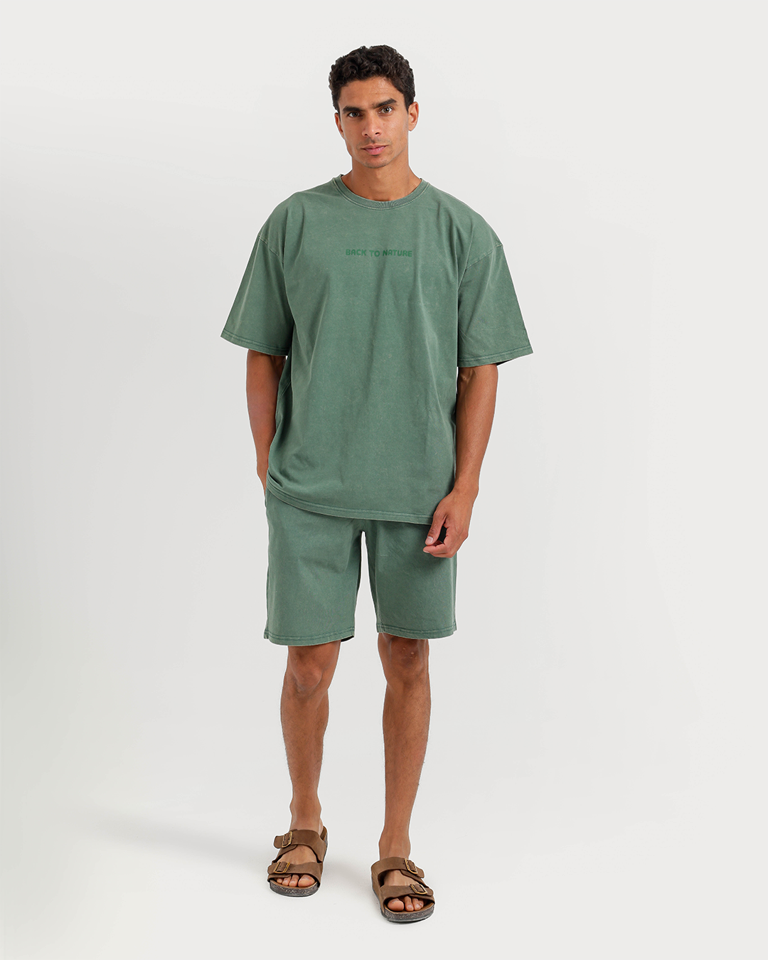 Casual men's set in washed cotton