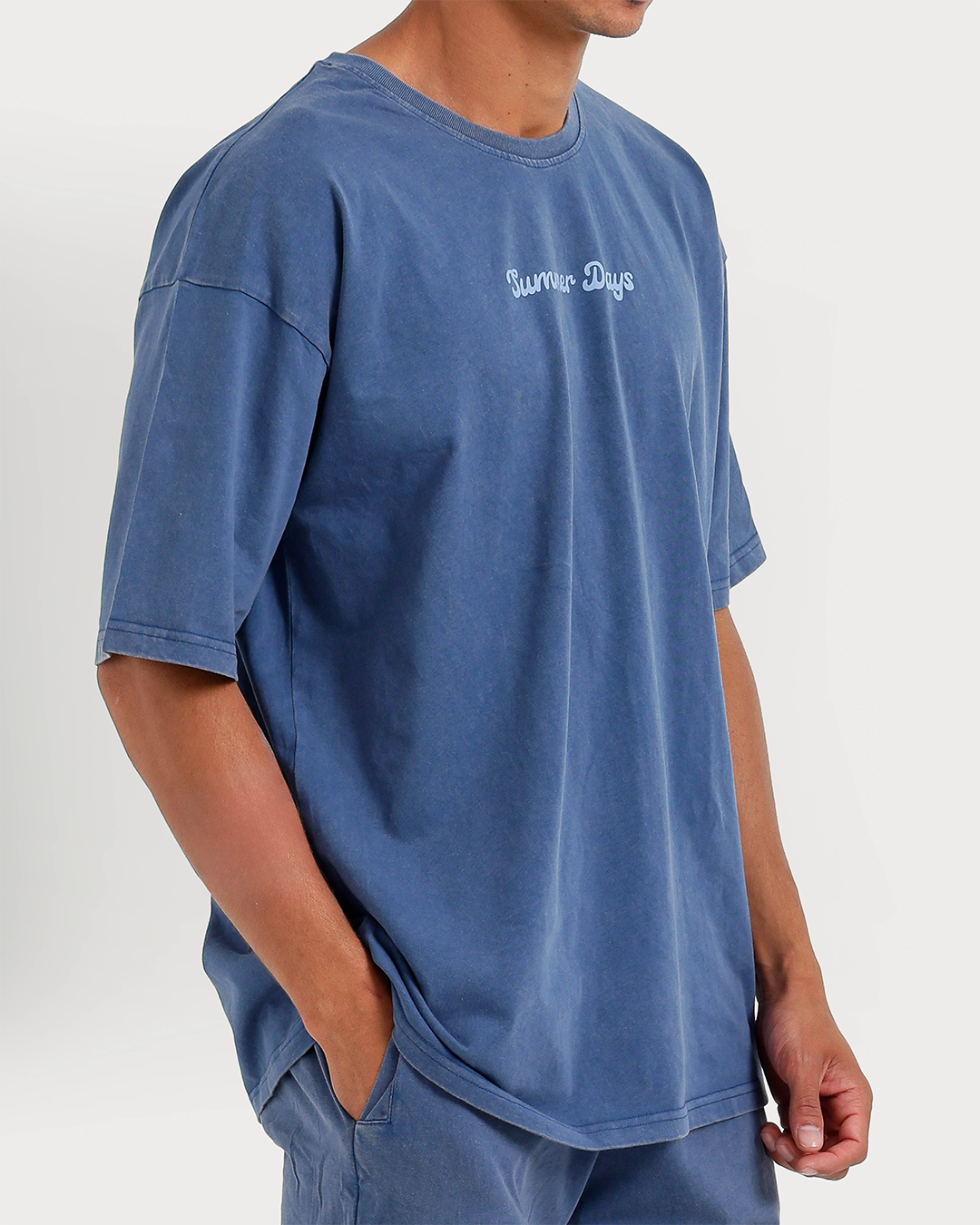 Casual men's set in washed cotton