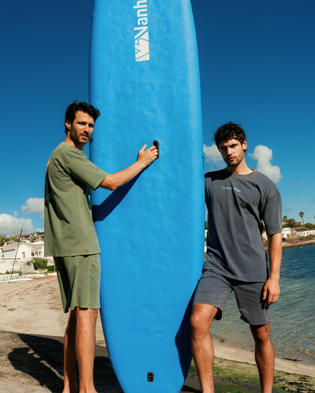 Casual men's set in washed cotton
