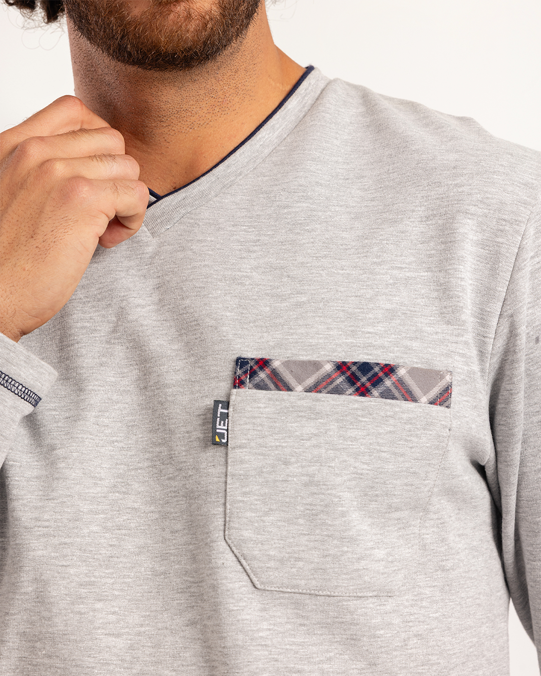 V بيجاما رجالى ميلتون توب سادة بنطلون  كاروه