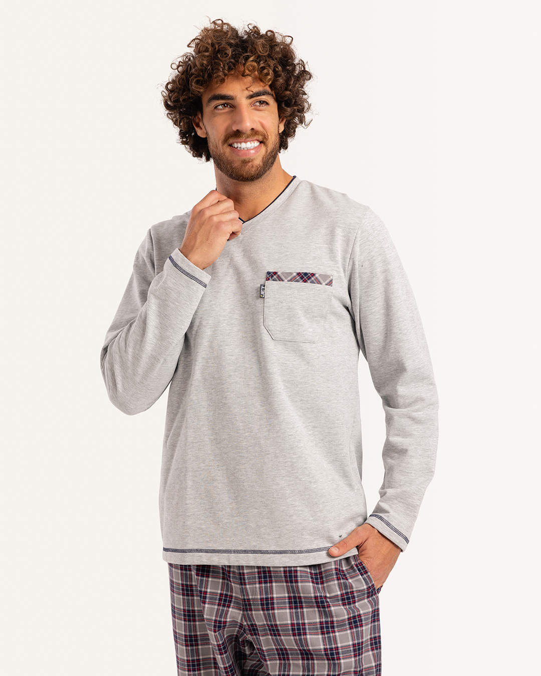 V بيجاما رجالى ميلتون توب سادة بنطلون  كاروه