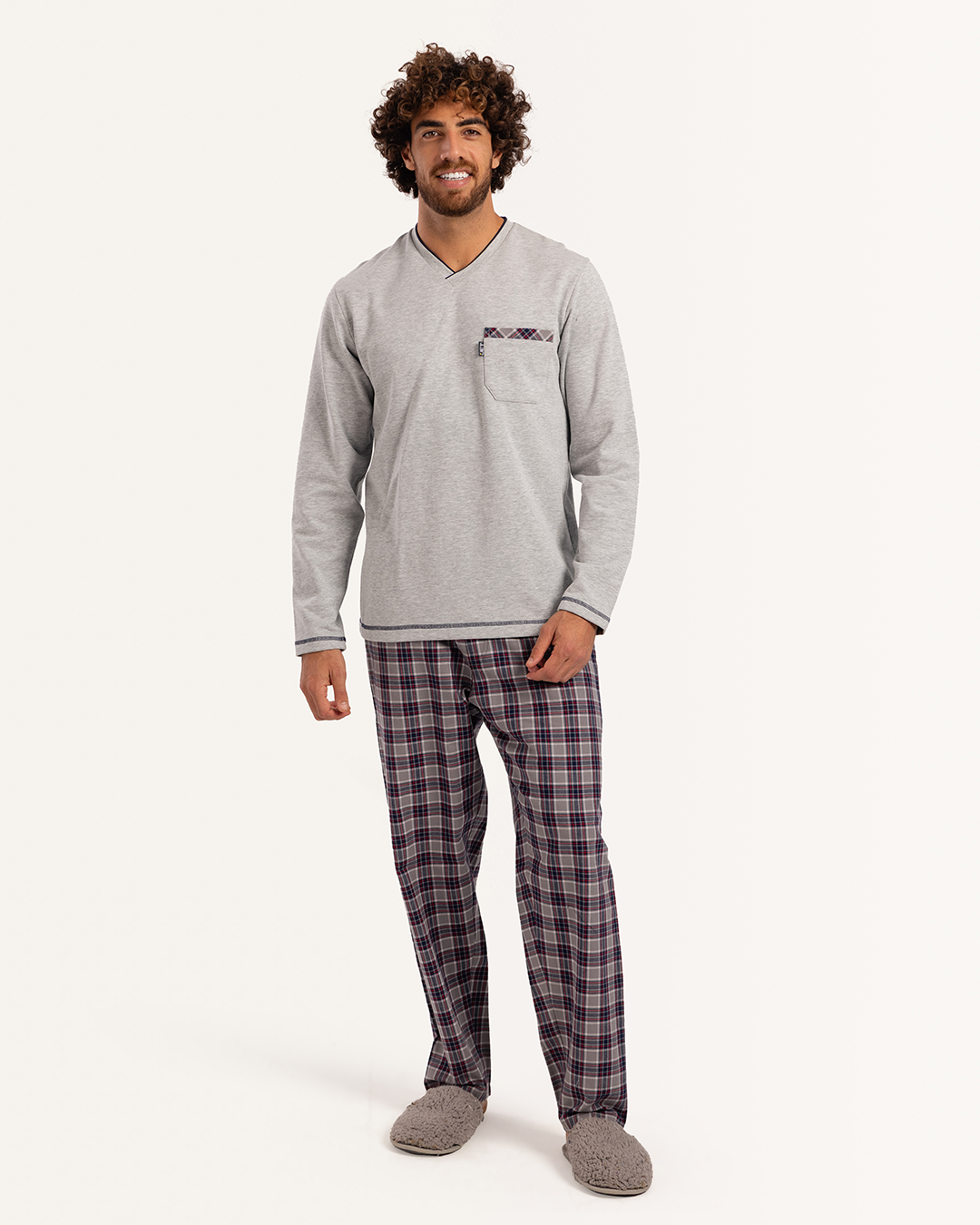 V بيجاما رجالى ميلتون توب سادة بنطلون  كاروه