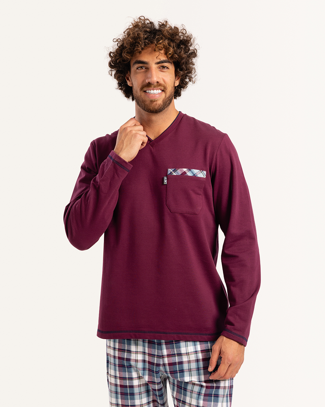 V بيجاما رجالى ميلتون توب سادة بنطلون  كاروه