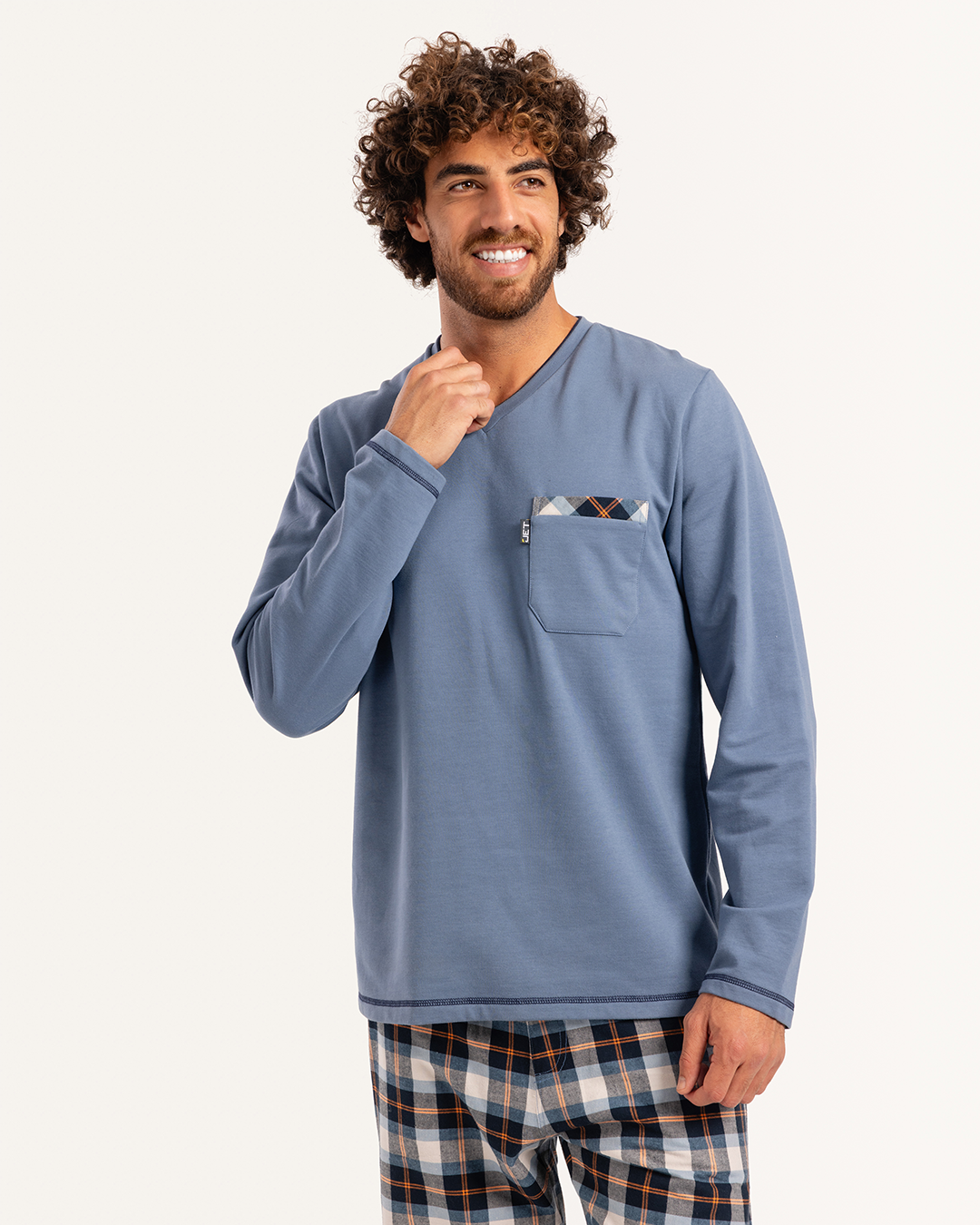 V بيجاما رجالى ميلتون توب سادة بنطلون  كاروه