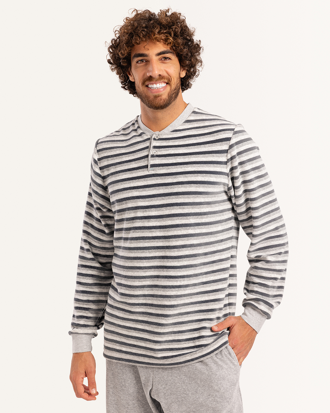 بيجاما رجالى قطيفة بنطلون ساده