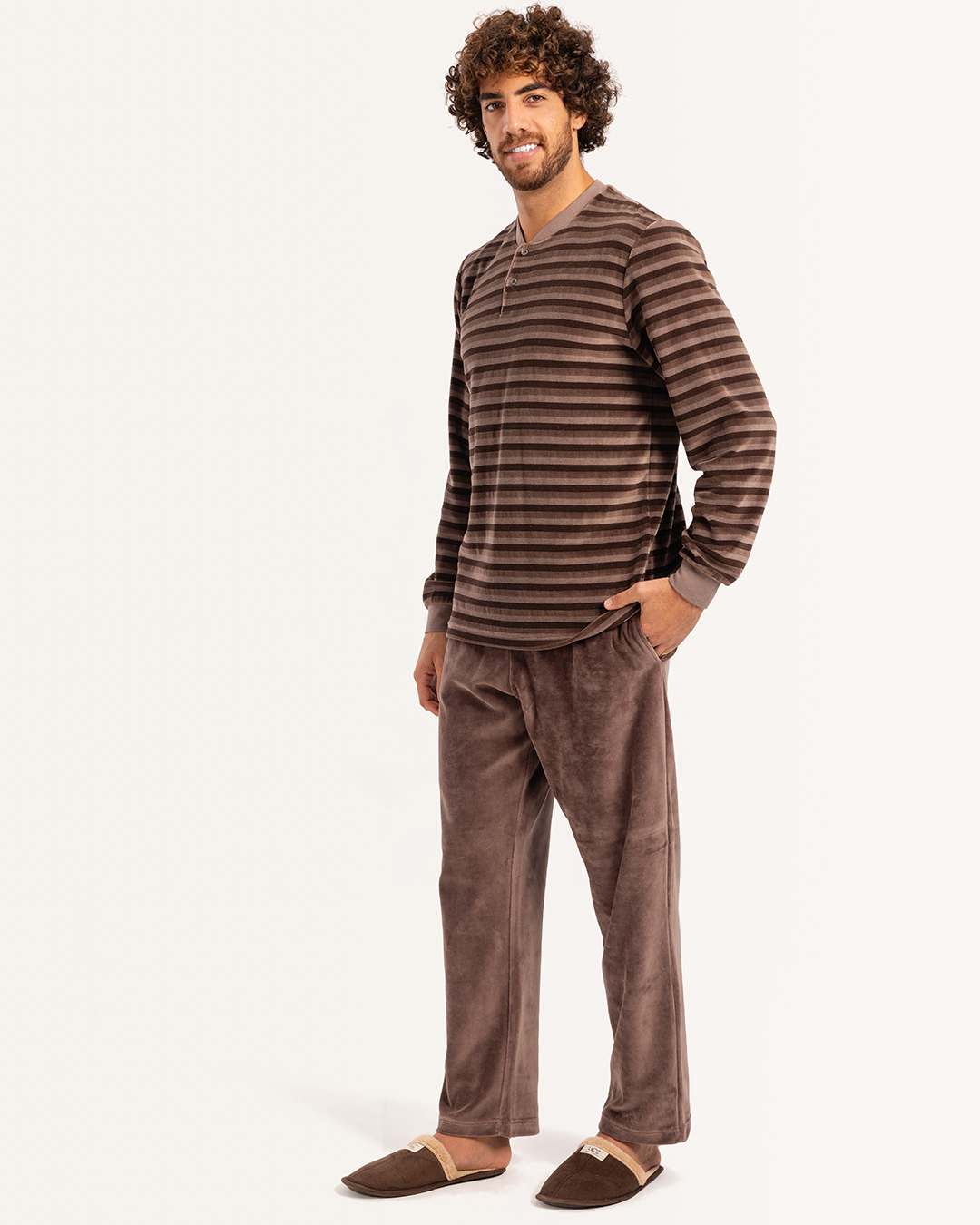 بيجاما رجالى قطيفة بنطلون ساده