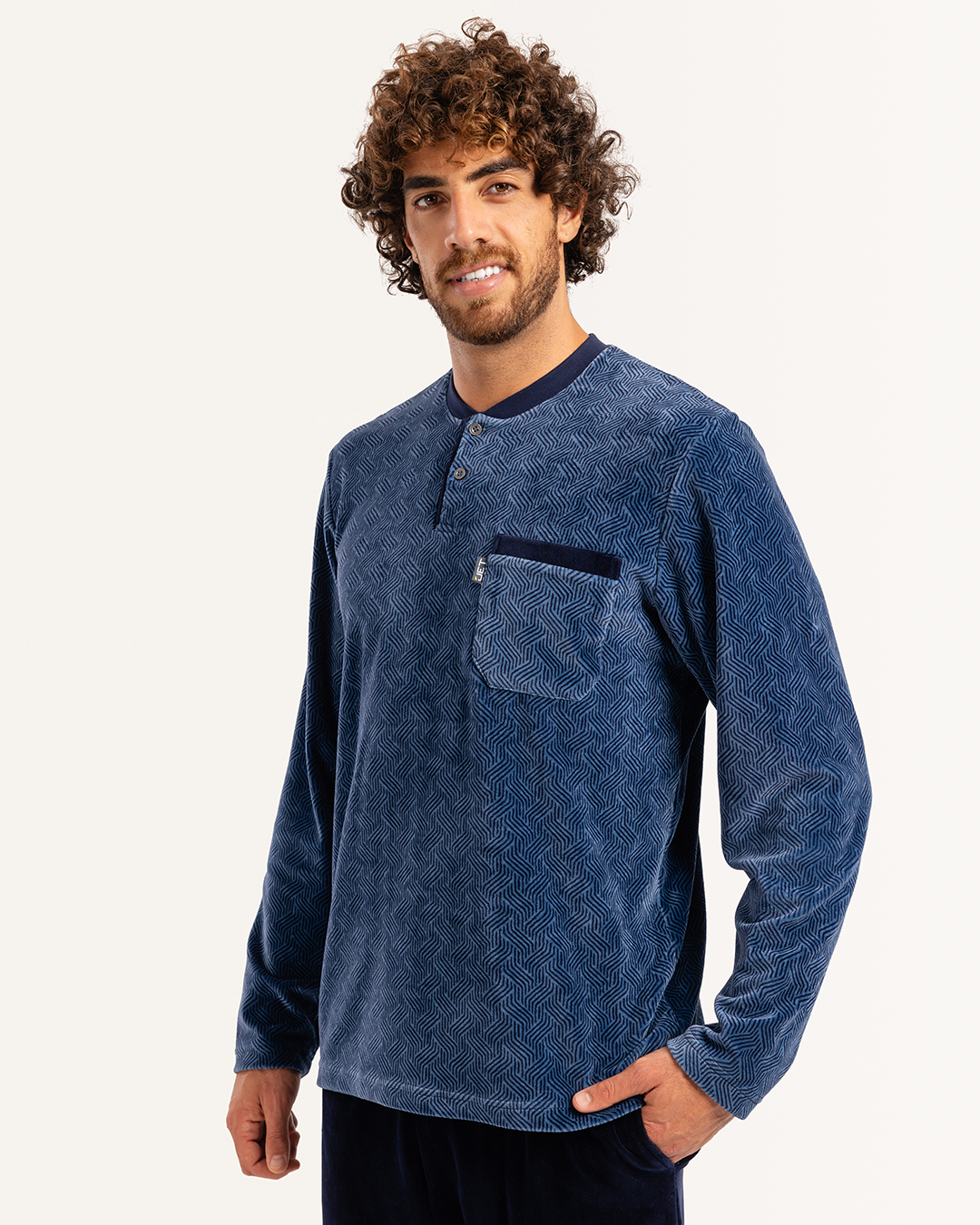 بيجاما رجالى قطيفة بنطلون ساده