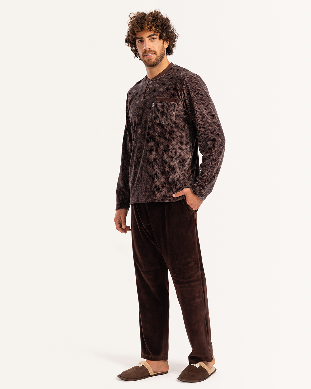 بيجاما رجالى قطيفة بنطلون ساده