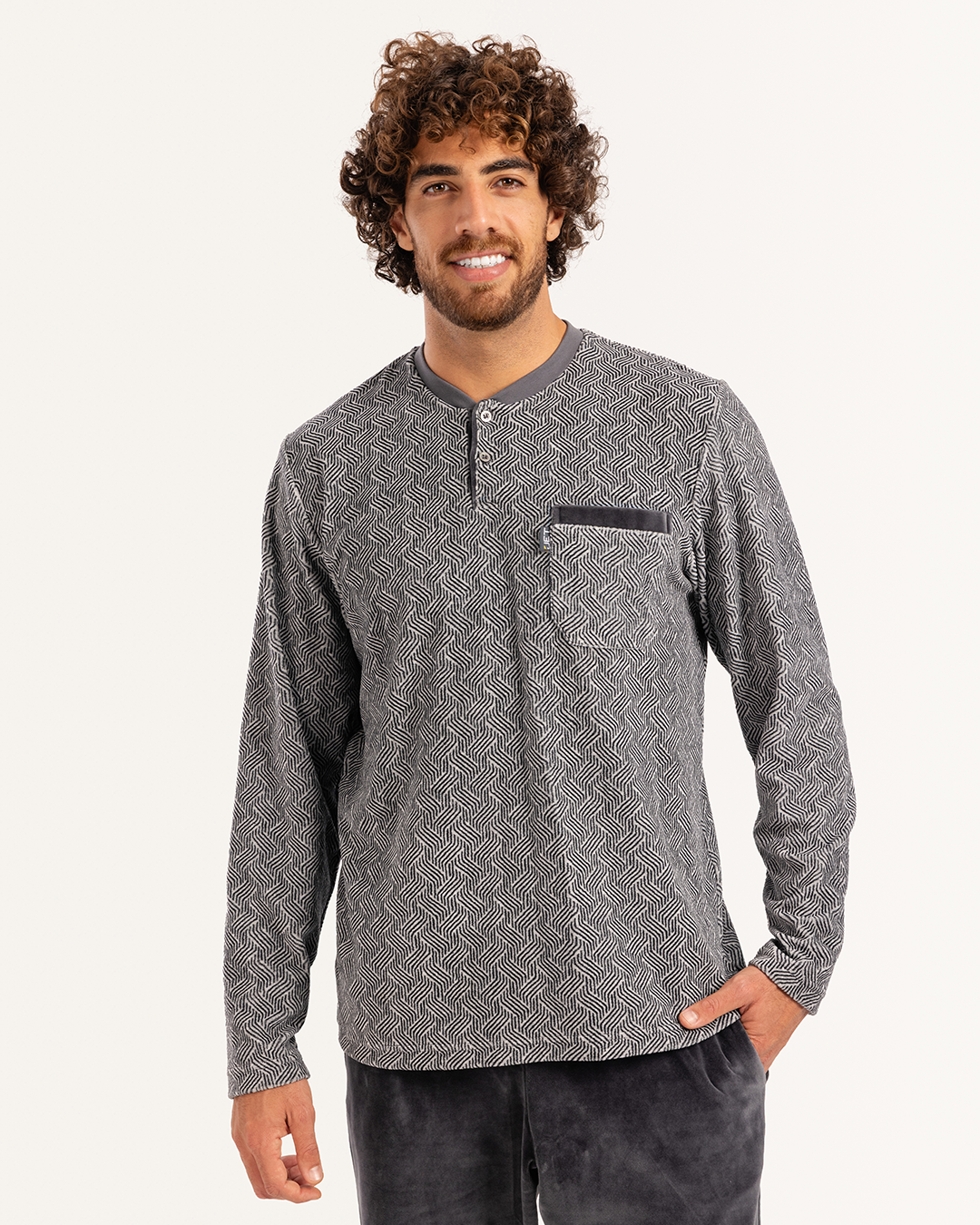 بيجاما رجالى قطيفة بنطلون ساده