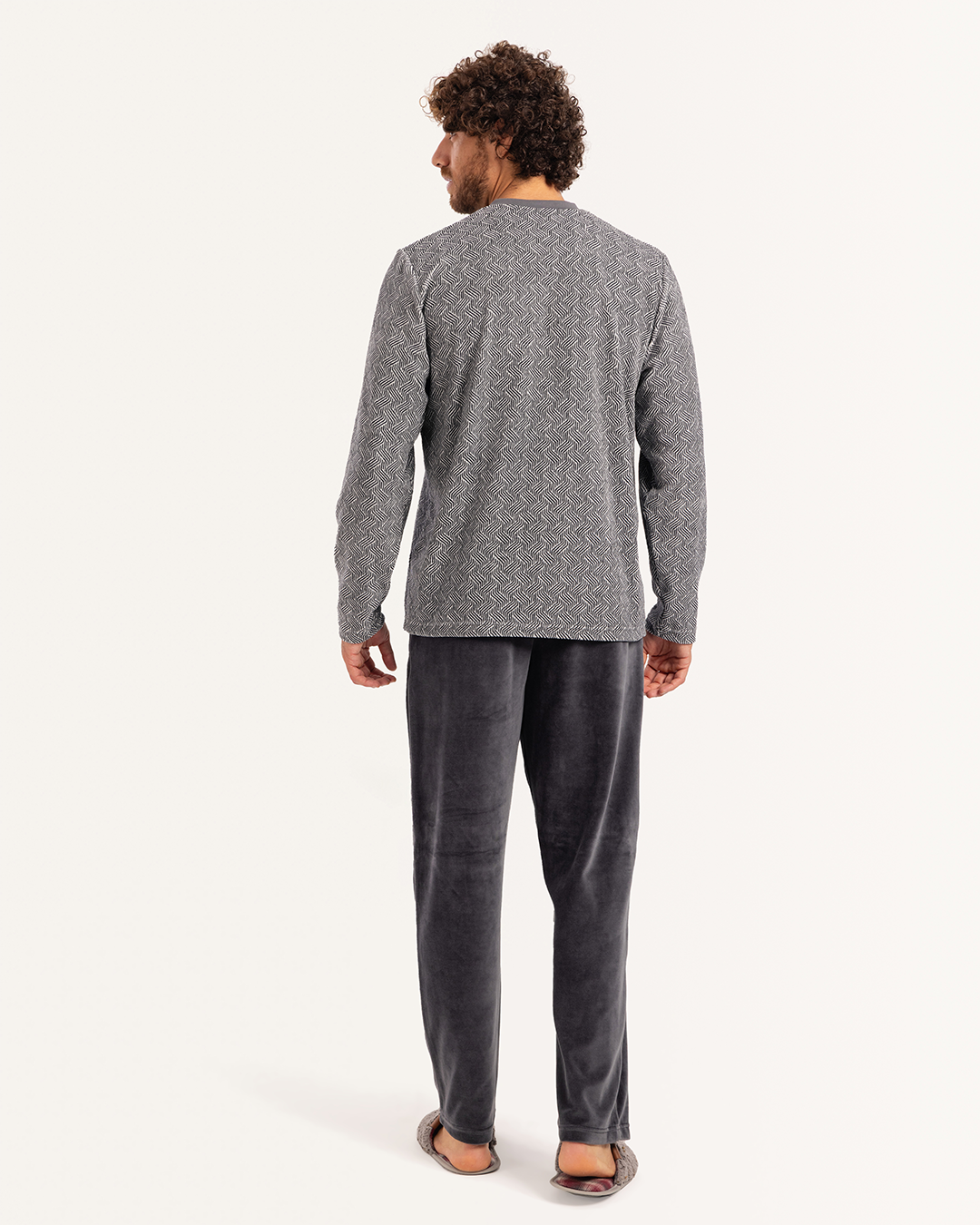 بيجاما رجالى قطيفة بنطلون ساده