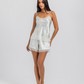Printed satin shorts set