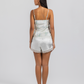Printed satin shorts set