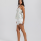 Printed satin shorts set