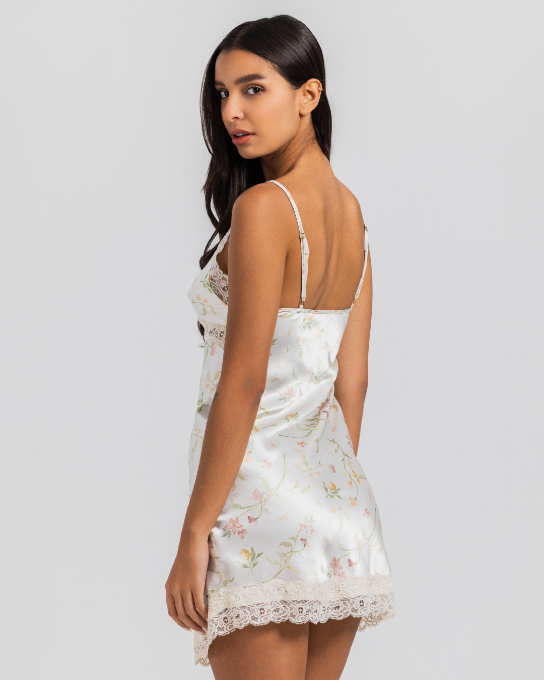 Short printed satin shirt