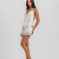 Printed satin shorts set