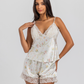 Printed satin shorts set